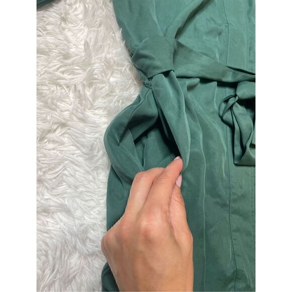 ICHI Green Blouson Snap Button Front Dress Long Sleeve Pockets Size 38 Medium - Picture 9 of 14